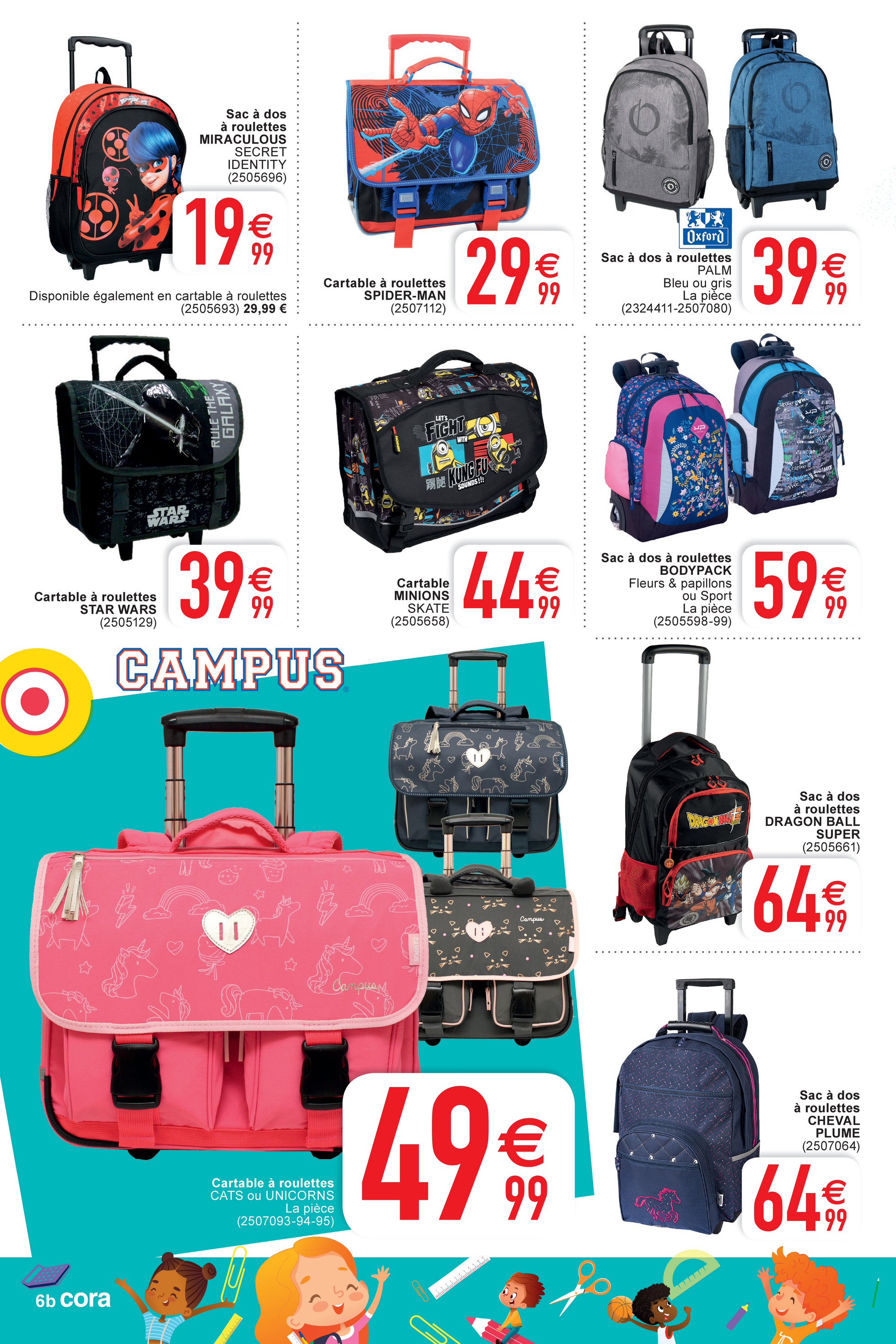 cora cartable a roulette